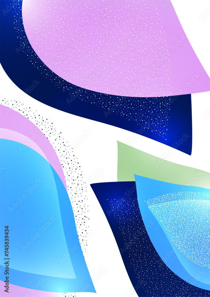 Poster abstract colored dynamic figures. drop-shaped petals. beautiful shapes and colors. template for your