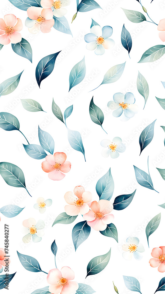 Poster floral-pattern-arranged-in-a-minimalist-style-space-between-each-bloom-to-create-a-sense-of-opennes