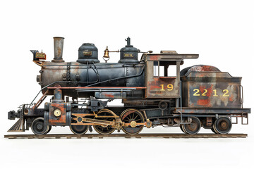 Fototapeta na wymiar Old steam train on a white background
