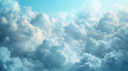 A soft, ethereal cloud pattern on a sky-blue background.