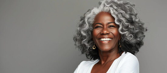 Confident Old Woman with Graceful Gray Curls
