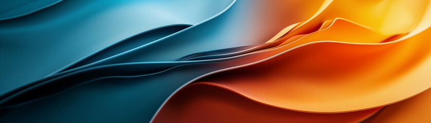 A digital abstract image featuring smooth wavy patterns transitioning from cool blue to warm orange tones. Perfect for simple poster layout.