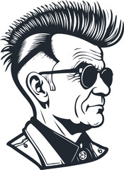 Old punk grandfather, old punk man, vector illustration - 745842236