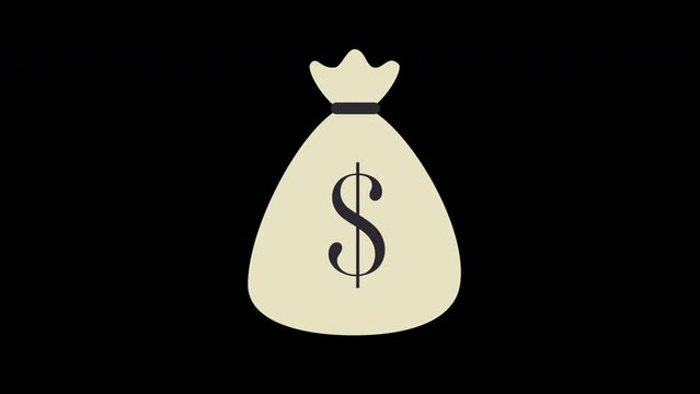 A money bag with a dollar sign icon concept loop animation video with alpha channel