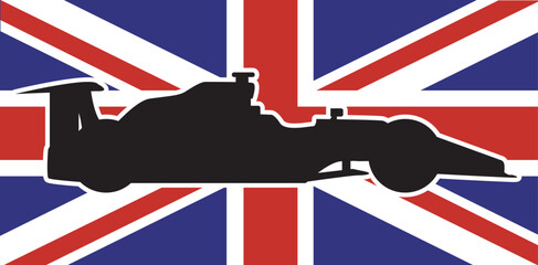 British FLag With Generic Racing Car Silhouette