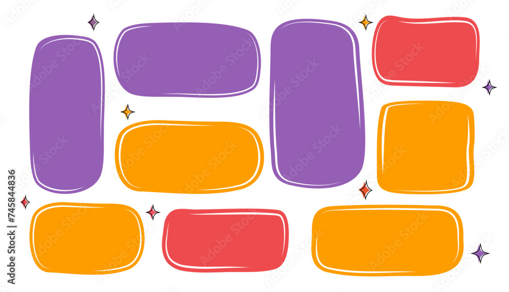 Poster set of frames for text. vector illustration. isolated. textbox. doodle and hand drawn. blank templat