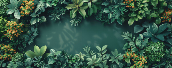 frame from botanical tropical plants green background