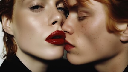Close-Up Kiss: Intimate Moment of Romance