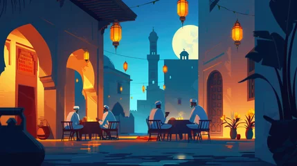 Fotobehang Holy month of Ramadan, breaking the fast together © Yuridabi
