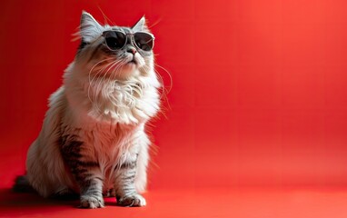 Persian cat with sunglasses on a professional background