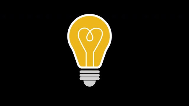 A light bulb with rays of light shining icon concept loop animation video with alpha channel