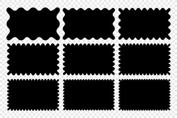 Wavy edge rectangle shapes icon vector set