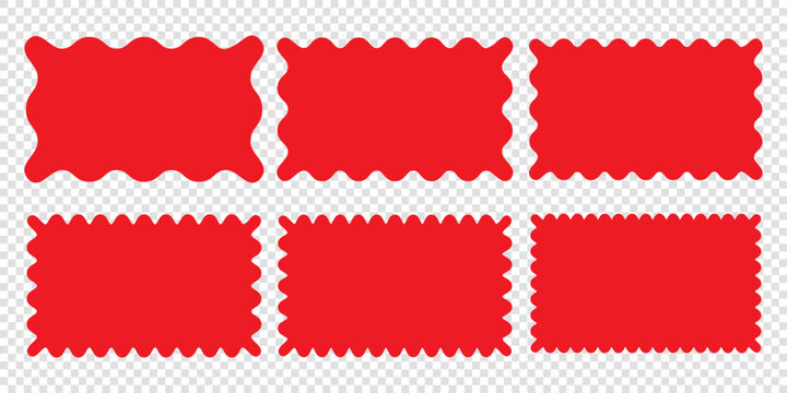 Wavy edge rectangle shapes icon vector set
