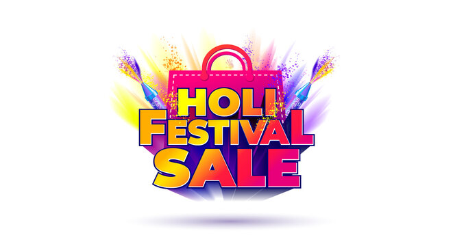 Holi festival background with sales promotion template banner poster and logo design.