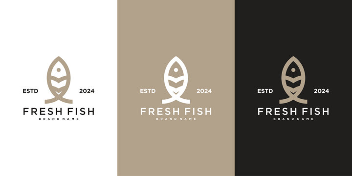 Seafood fresh fish logo design label. Premium Vector