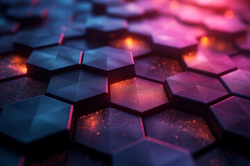 Dark hexagonal background with gradient color - Powered by Adobe