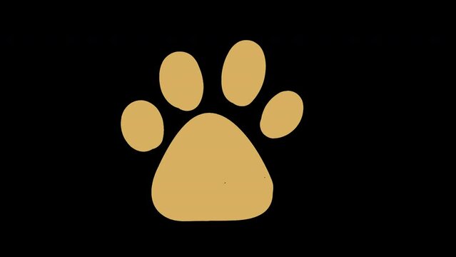 a dog's paw print icon concept loop animation video with alpha channel