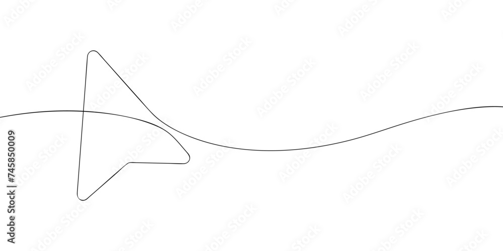 Poster a single line drawing of a cursor. continuous line cursor icon. one line icon.