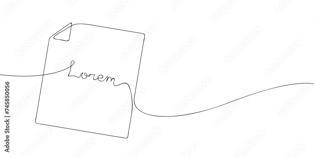 Poster a single line drawing of a file or document. continuous line page icon. one line icon. vector illust