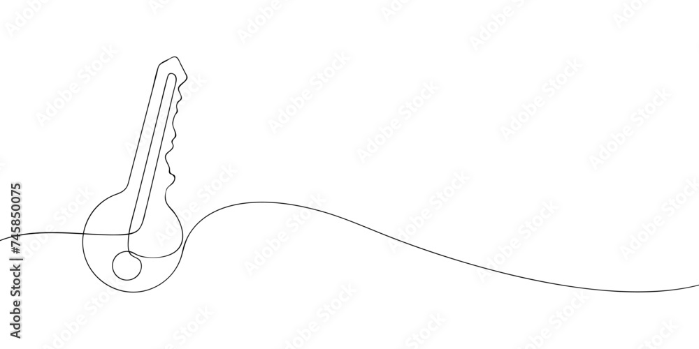 Aufkleber a single line drawing of a key. continuous line key icon. one line icon. vector illustration