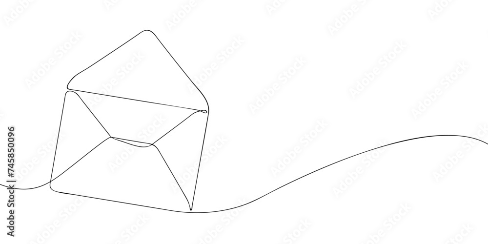 Poster a single line drawing of a envelope. continuous line mail icon. one line icon. vector illustration