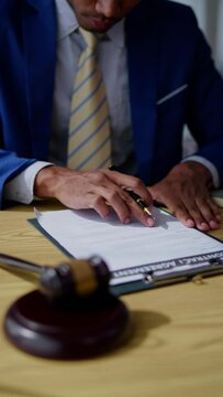 Lawyer working in office space.