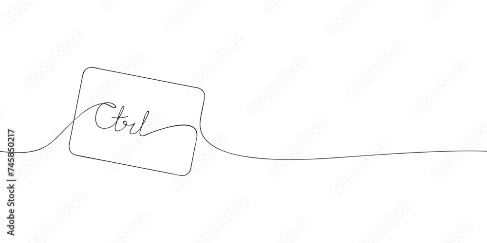 Poster a single line drawing of a ctrl key. continuous line ctrl button icon. one line icon. vector illustr