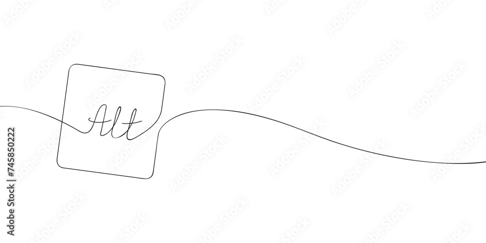 Poster a single line drawing of an alt key. continuous line alt button icon. one line icon. vector illustra
