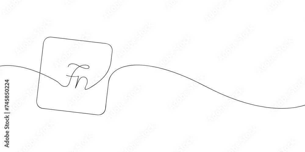 Poster a single line drawing of a fn key. continuous line fn button icon. one line icon. vector illustratio