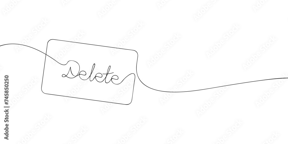 Poster a single line drawing of a delete key. continuous line delete button icon. one line icon. vector ill