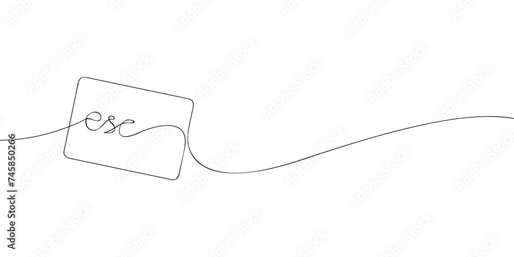 Poster a single line drawing of an esc key. continuous line esc button icon. one line icon. vector illustra