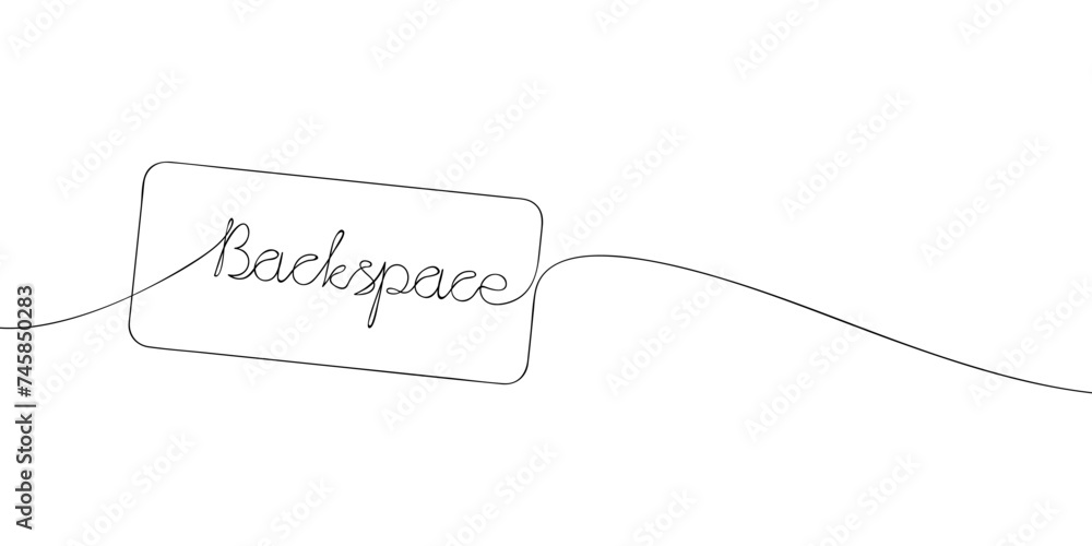 Poster a single line drawing of a backspace key. continuous line backspace button icon. one line icon. vect