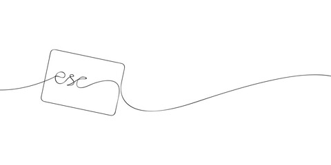 A single line drawing of an esc key. Continuous line esc button icon. One line icon. Vector illustration