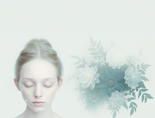 Serene beauty with floral illustration for cosmetic and spa