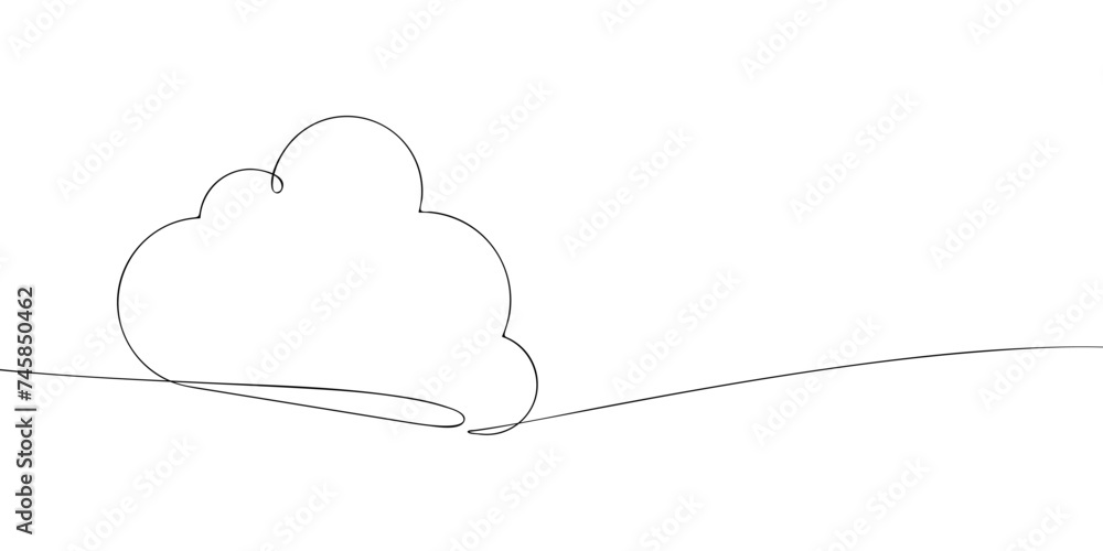 Poster a single line drawing of a cloud. continuous line cloud icon. one line icon. vector illustration