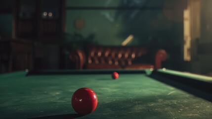 Someone is playing snooker in dark, Snooker playing, Snooker ball on a snooker table, Cue ball on the table, Focused ball, full frame balls, cue ball spotted near the edge of the pocket, billiard - Powered by Adobe