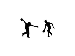 Player silhouette. Bowling player silhouette vector.