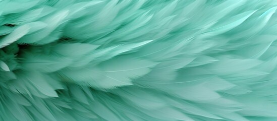 Obraz premium Beautiful soft green turquoise feather texture background. Animal hair concept.