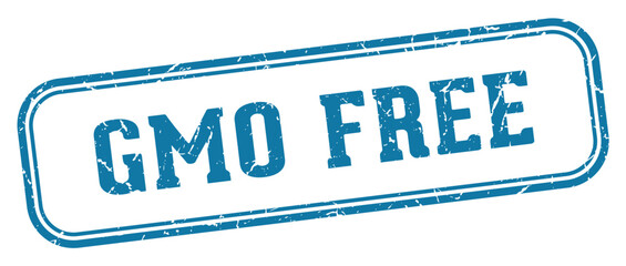 gmo free stamp. gmo free rectangular stamp on white background