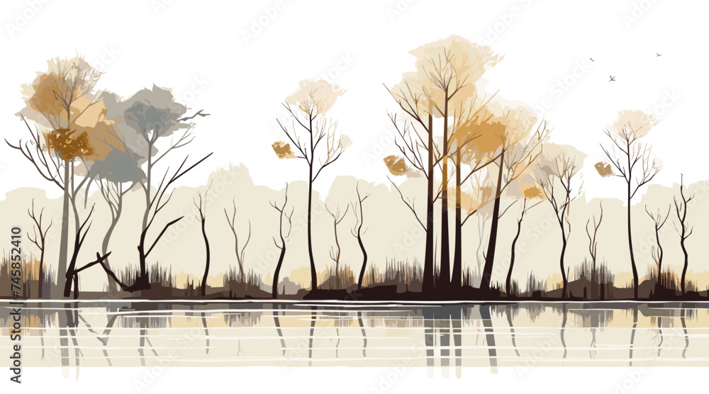 Poster marsh trees set isolated vector style with transparent background illustration