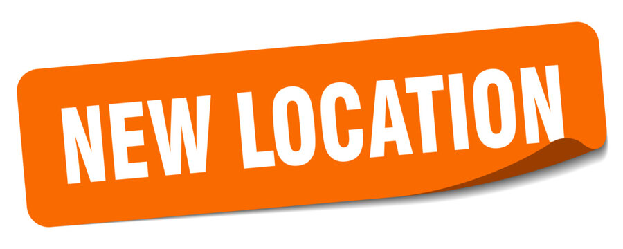 new location sticker. new location label