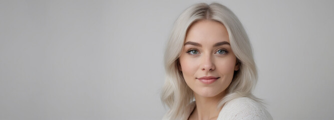 Beautiful Finnish good woman nice fashion half body eye contact
