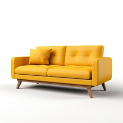 Yellow sofa with pillows 