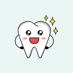 cute teeth catoon mascot vector design illustration. Suitabale for t-shirt, mug, sticker, etc. Eps 10