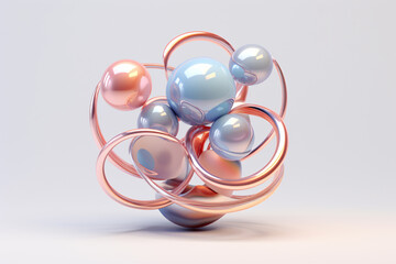 3D Render Realistic Primitives Composition. Flying Shapes in Motion