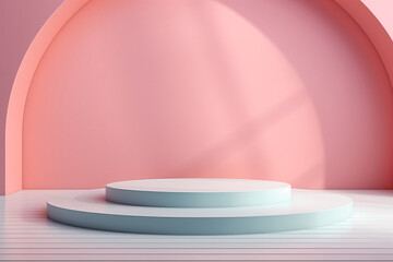 3D Pastel Podium Decoration with Geometric Elements
