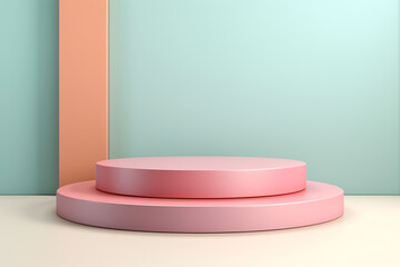 3D Pastel Podium Decoration with Geometric Elements