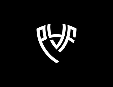 PYF creative letter shield logo design vector icon illustration