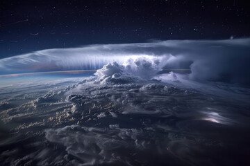 thunderstorms dark sky seen from space High-altitude light up the night sky