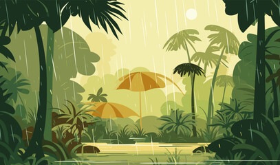 Fototapeta na wymiar Monsoon Season vector flat minimalistic isolated vector style illustration